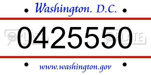 0425550 District Of Columbia License Plate