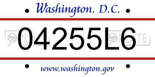04255L6 District Of Columbia License Plate