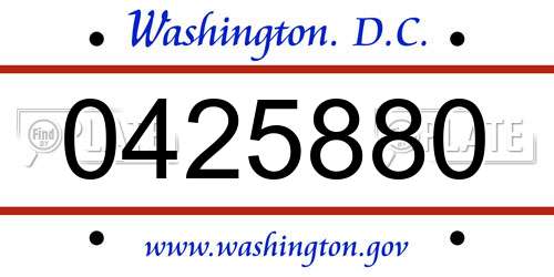 0425880 District Of Columbia License Plate