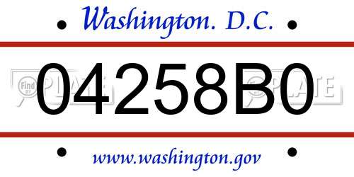 04258B0 District Of Columbia License Plate
