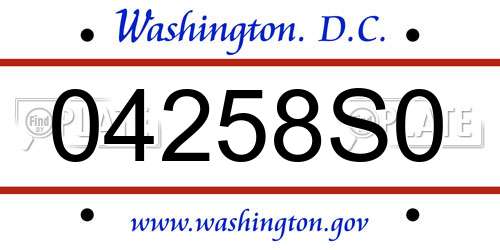 04258S0 District Of Columbia License Plate