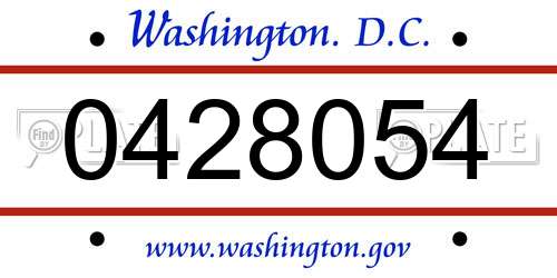 0428054 District Of Columbia License Plate