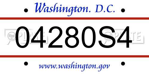 04280S4 District Of Columbia License Plate