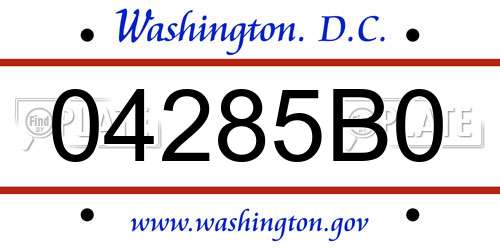 04285B0 District Of Columbia License Plate