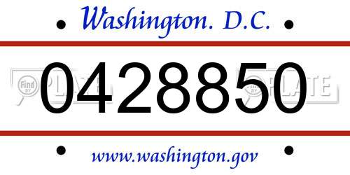 0428850 District Of Columbia License Plate