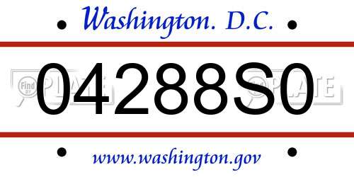 04288S0 District Of Columbia License Plate