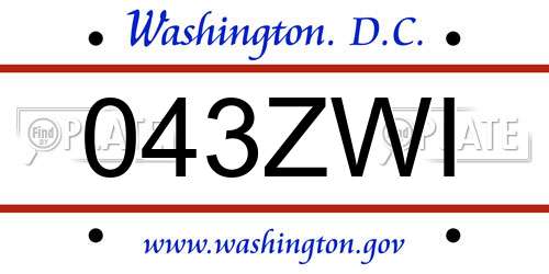 043ZWI District Of Columbia License Plate