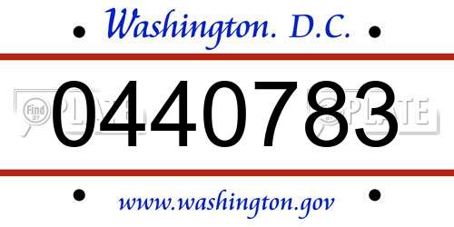 0440783 District Of Columbia License Plate