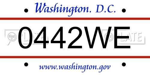 0442WE District Of Columbia License Plate
