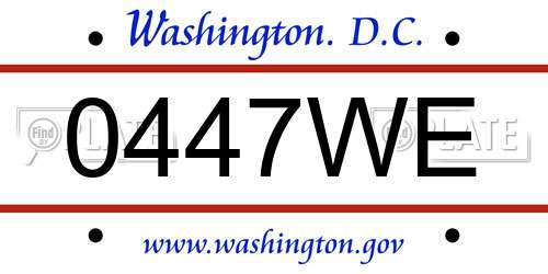 0447WE District Of Columbia License Plate