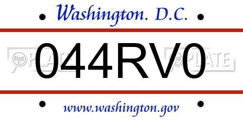 044RV0 District Of Columbia License Plate