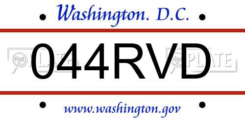 044RVD District Of Columbia License Plate