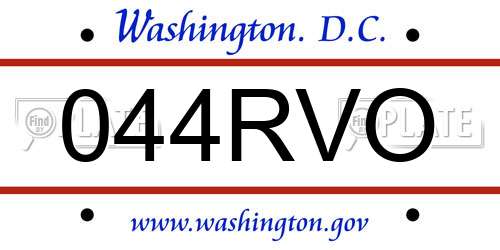 044RVO District Of Columbia License Plate