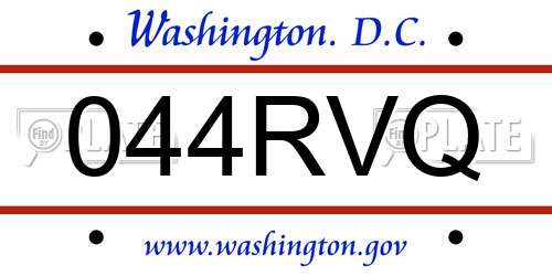 044RVQ District Of Columbia License Plate