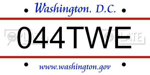 044TWE District Of Columbia License Plate