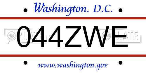 044ZWE District Of Columbia License Plate