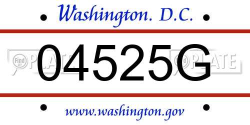 04525G District Of Columbia License Plate
