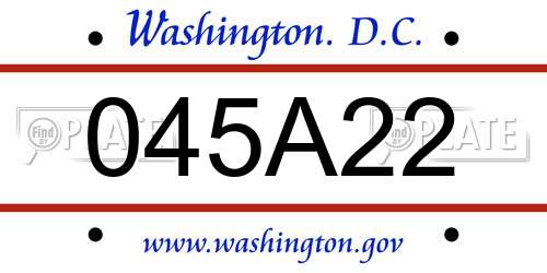 045A22 District Of Columbia License Plate