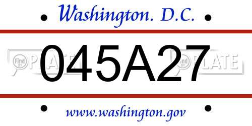 045A27 District Of Columbia License Plate