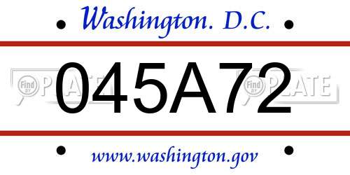 045A72 District Of Columbia License Plate