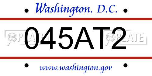 045AT2 District Of Columbia License Plate