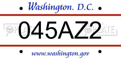 045AZ2 District Of Columbia License Plate