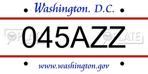 045AZZ District Of Columbia License Plate