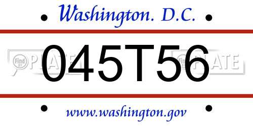 045T56 District Of Columbia License Plate