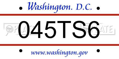 045TS6 District Of Columbia License Plate
