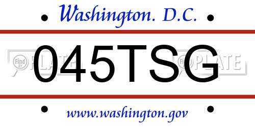 045TSG District Of Columbia License Plate