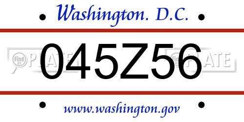 045Z56 District Of Columbia License Plate