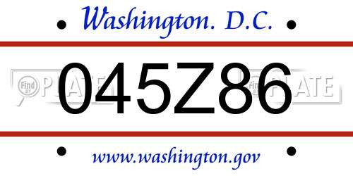 045Z86 District Of Columbia License Plate