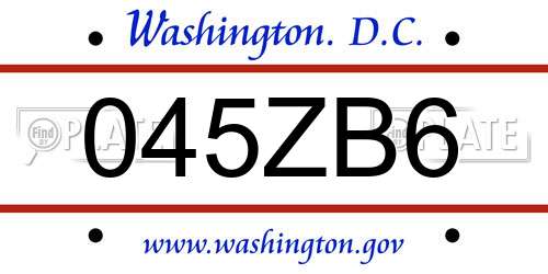 045ZB6 District Of Columbia License Plate
