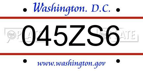 045ZS6 District Of Columbia License Plate