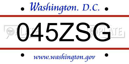 045ZSG District Of Columbia License Plate