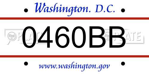 0460BB District Of Columbia License Plate