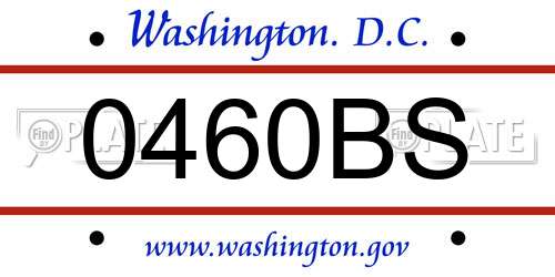 0460BS District Of Columbia License Plate
