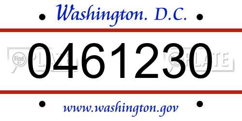 0461230 District Of Columbia License Plate