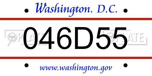 046D55 District Of Columbia License Plate
