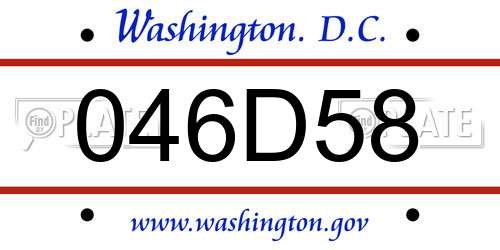 046D58 District Of Columbia License Plate