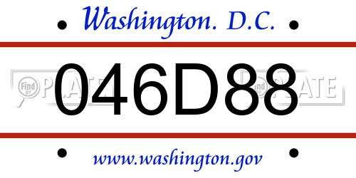 046D88 District Of Columbia License Plate