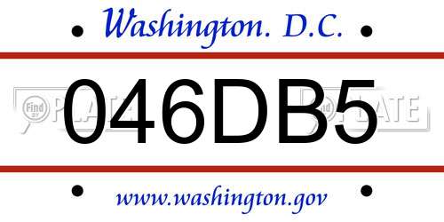 046DB5 District Of Columbia License Plate