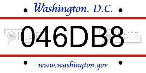 046DB8 District Of Columbia License Plate