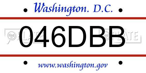 046DBB District Of Columbia License Plate