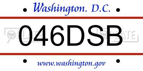 046DSB District Of Columbia License Plate