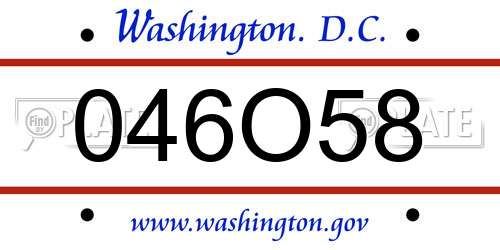 046O58 District Of Columbia License Plate