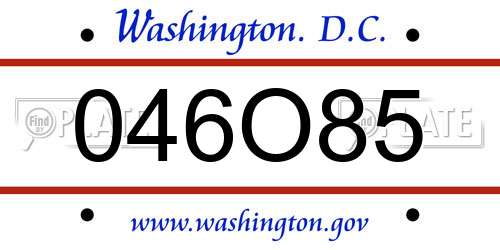 046O85 District Of Columbia License Plate