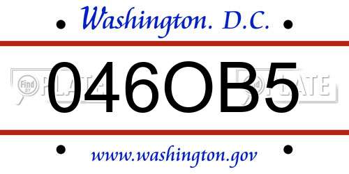046OB5 District Of Columbia License Plate