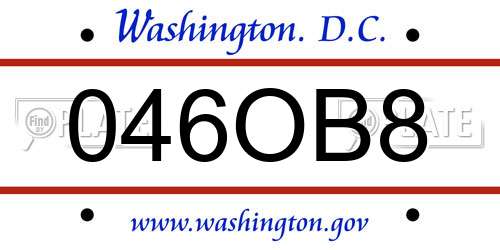 046OB8 District Of Columbia License Plate