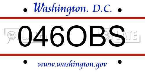 046OBS District Of Columbia License Plate